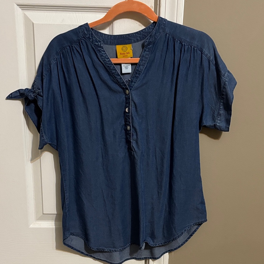Ruby Rd. Denim V-Neck Blouse